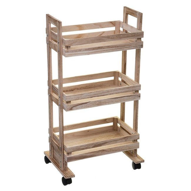 Desserte 3 plateaux cagette Couleur beige <span itemprop=