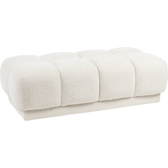 Pouf repose-pieds tressé pour salon Couleur beige tissé <span itemprop=