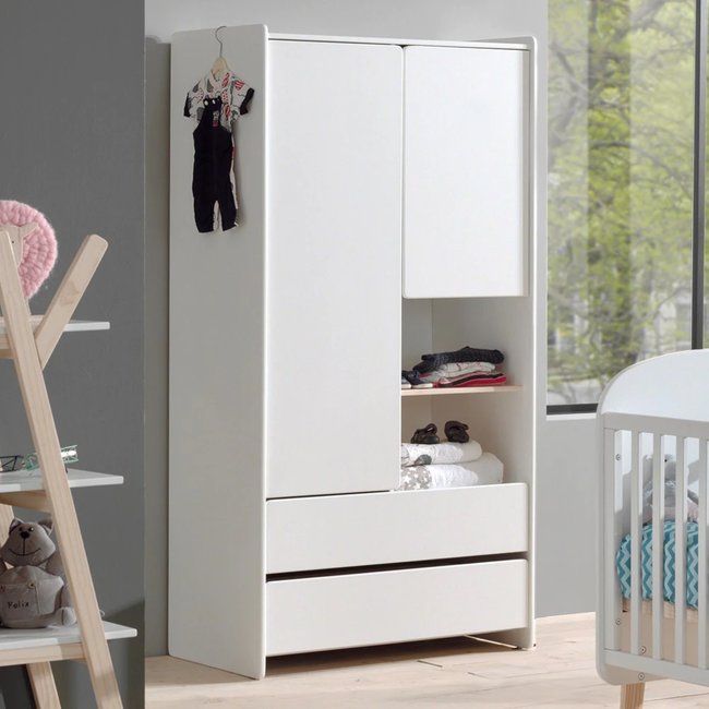 Armoire 2 portes 2 tiroirs Couleur blanc <span itemprop=