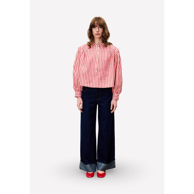 Blouse  en coton col roulé CHOUPETTE rouge <span itemprop=