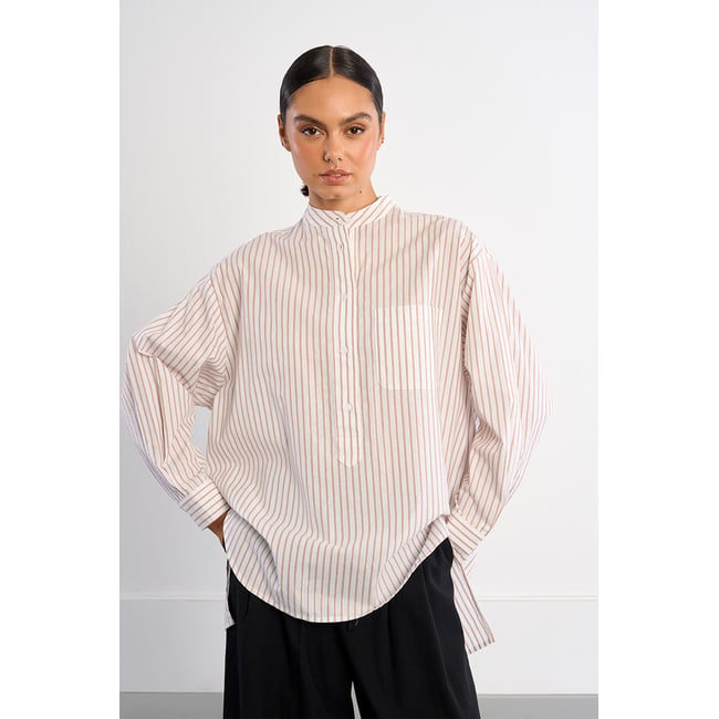 Chemise col Mao en coton v002235 <span itemprop=
