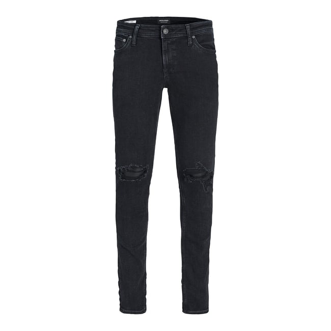 Jean skinny stretch déchiré Liam noir <span itemprop=