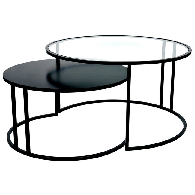 Tables basses gigognes rondes design TAHL (lot de 2) Couleur noir <span itemprop=