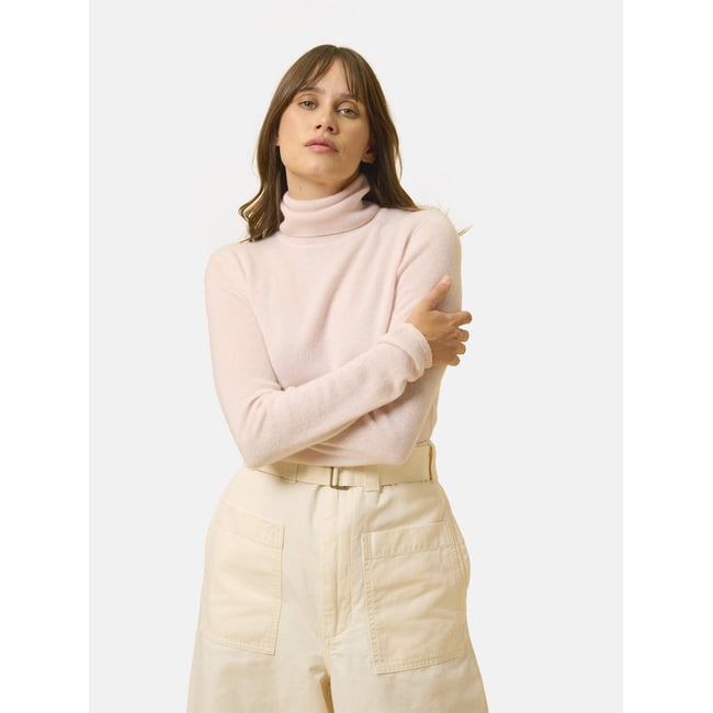 Pull Col Roulé Poudre Ava rose clair <span itemprop=