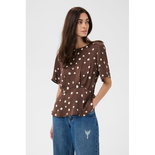 Blouse à manches courtes marron brown/whitecap dot <span itemprop=