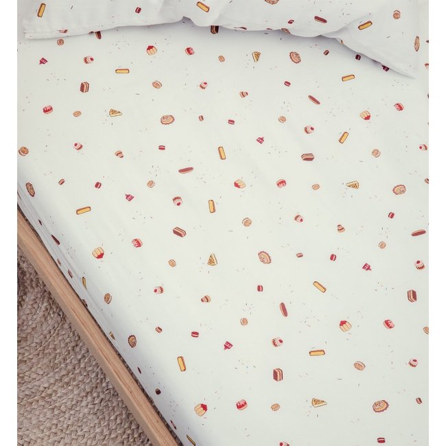 Drap housse lit bébé en coton bio, GOURMANDISES gourmandises <span itemprop=