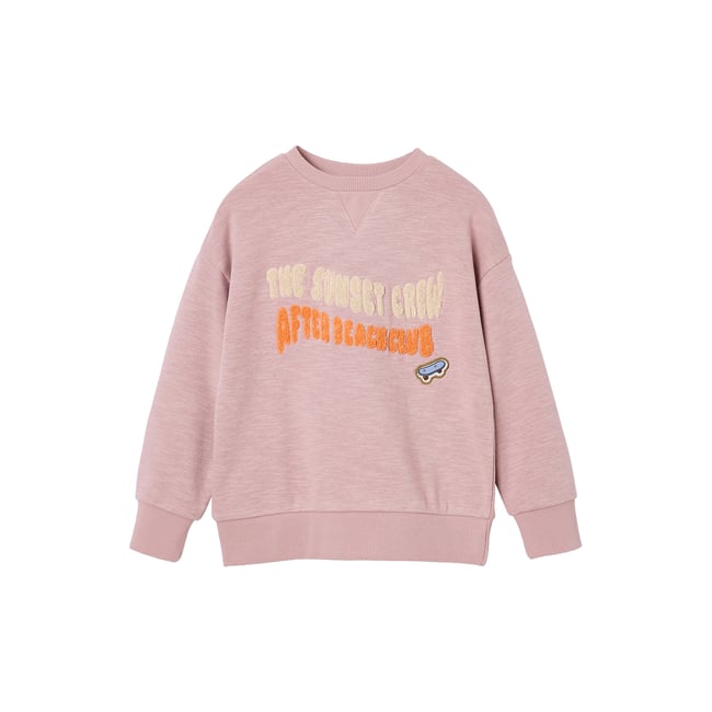 Sweat col rond rose pâle <span itemprop=