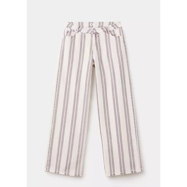 Jean droit rayures beige <span itemprop=