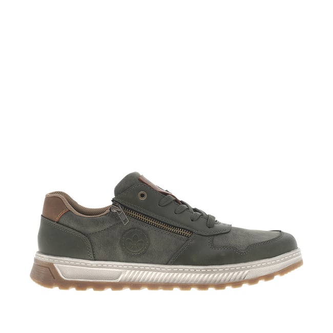 Sneakers kaki avec double fermeture et patch de la marque sur la languette kaki <span itemprop=