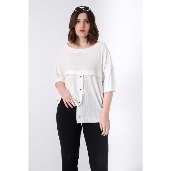 T-shirt en cote unie avec sérigraphie ecru / blanc <span itemprop=