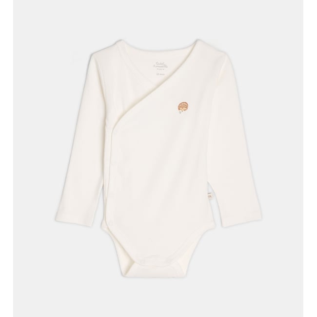 Body tacora 22 en maille de coton bio côtelée écru et marron <span itemprop=