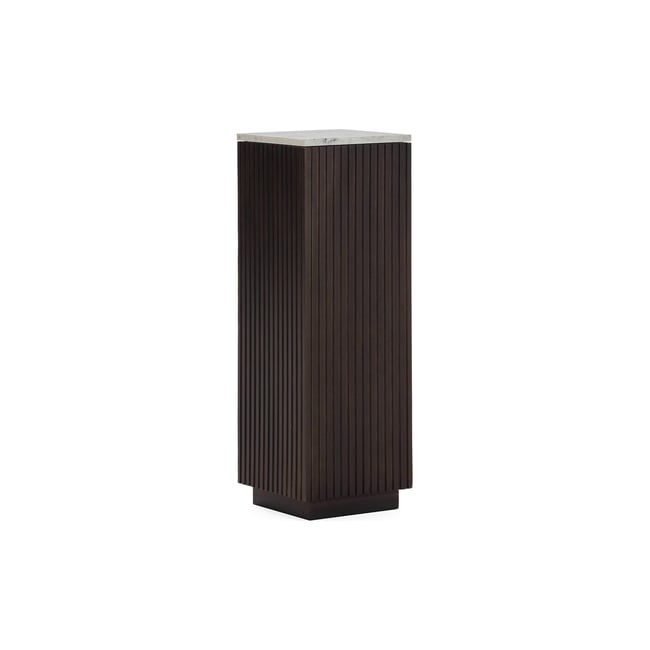 Colonne décorative en bois et marbre Couleur brun et blanc <span itemprop=