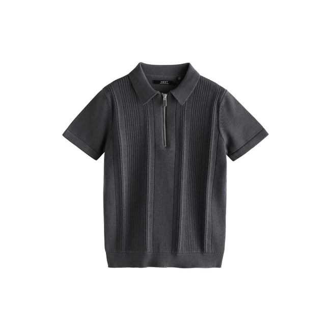 Polo en maille à col zippé 100 % coton - NEXT