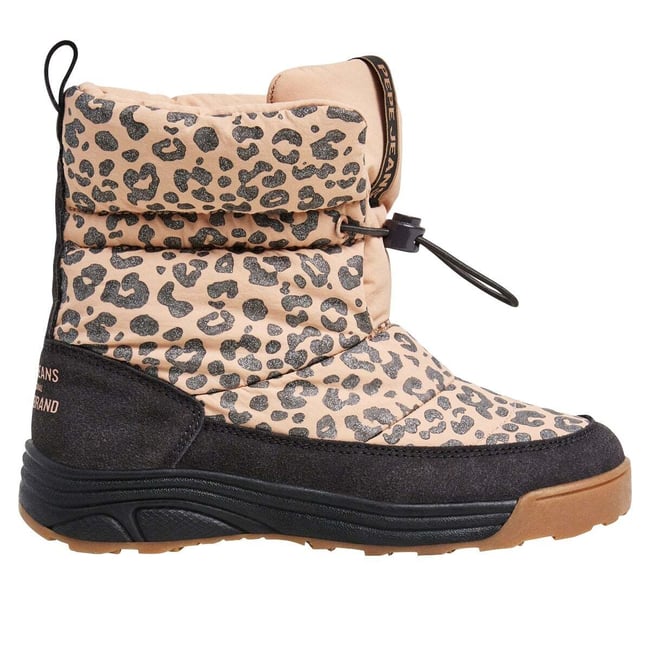 Bottines Après-Ski À Imprimé Animal beige champagne <span itemprop=