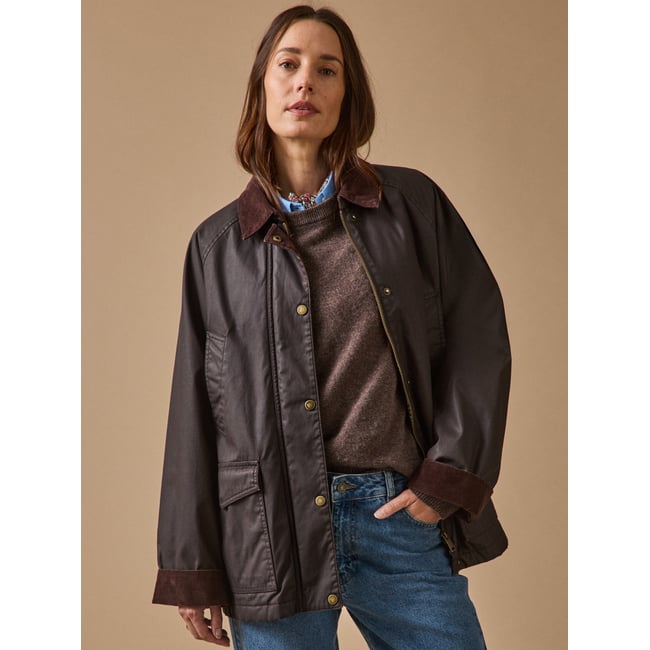 Veste  coton enduit chocolat <span itemprop=