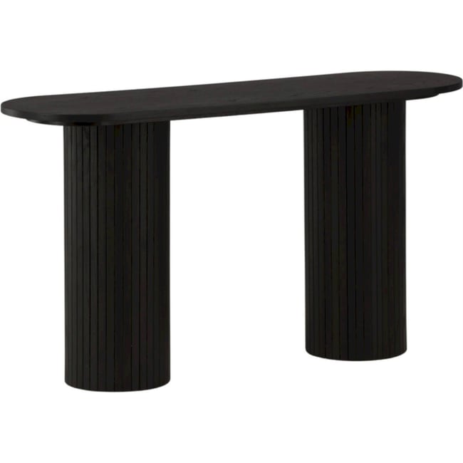 Console à plateau ovale et pieds cannelés Couleur bois noir <span itemprop=