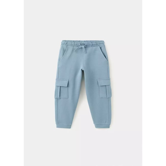Pantalon cargo coton bleu <span itemprop=