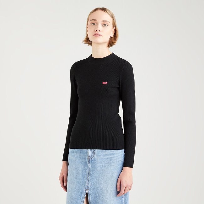 Pull en fine maille, logo devant noir <span itemprop=