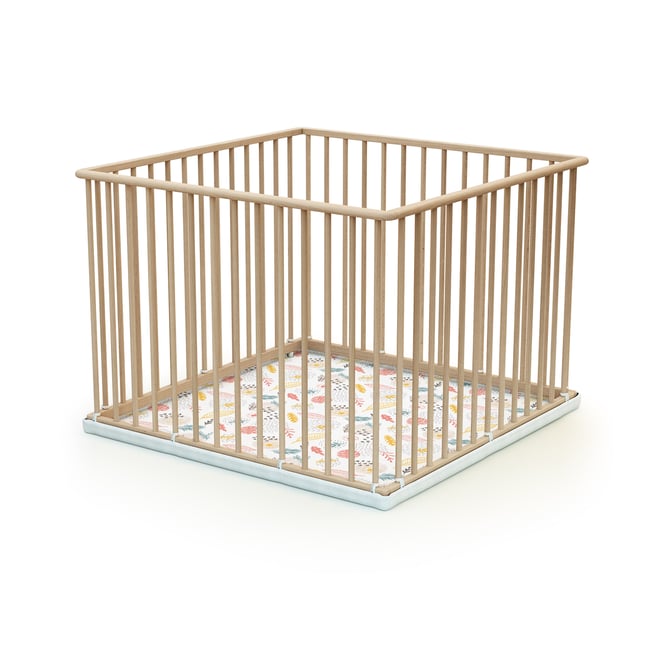 Parc bébé en bois CUBO hêtre brut <span itemprop=