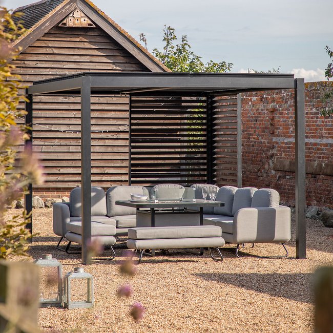 Dorney Slatted Metal Pergola (3m X 4m), black, SO'HOME