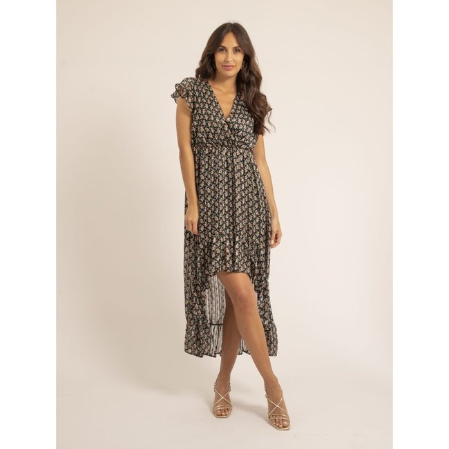 Robe Longue Motifs Igalie noir <span itemprop=