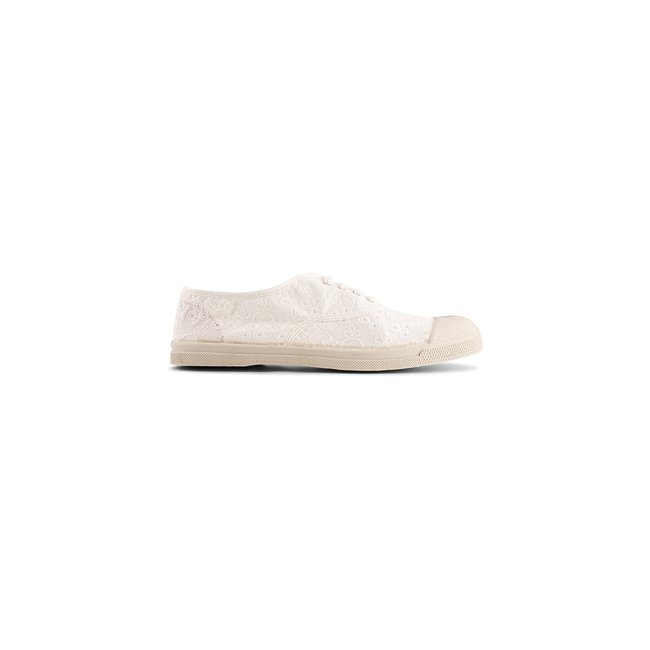 Tennis à lacets et broderie anglaise blanc <span itemprop=