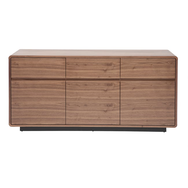 Buffet design en bois foncé noyer 3 portes 3 tiroirs L160 cm JAKO Couleur noyer <span itemprop=