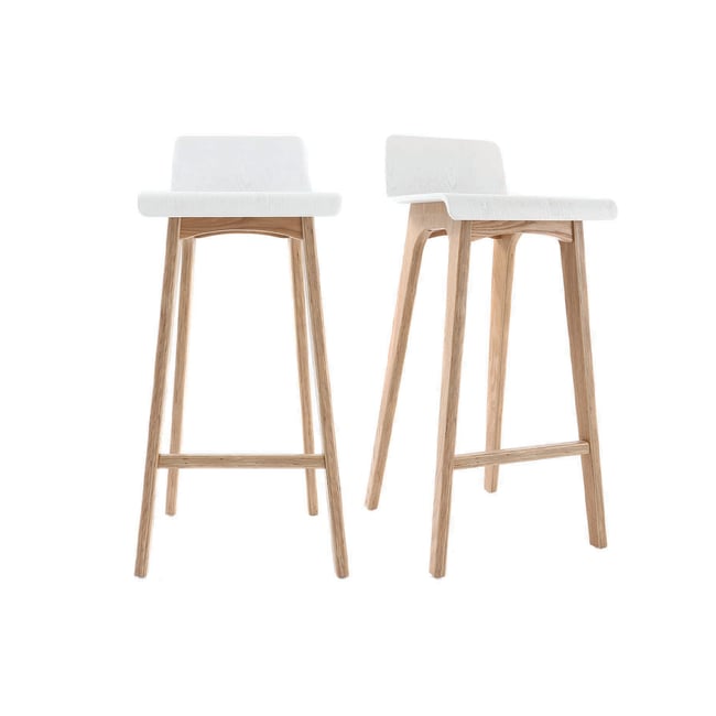 Tabourets de bar scandinaves H75 cm (lot de 2) BALTIK Couleur blanc <span itemprop=