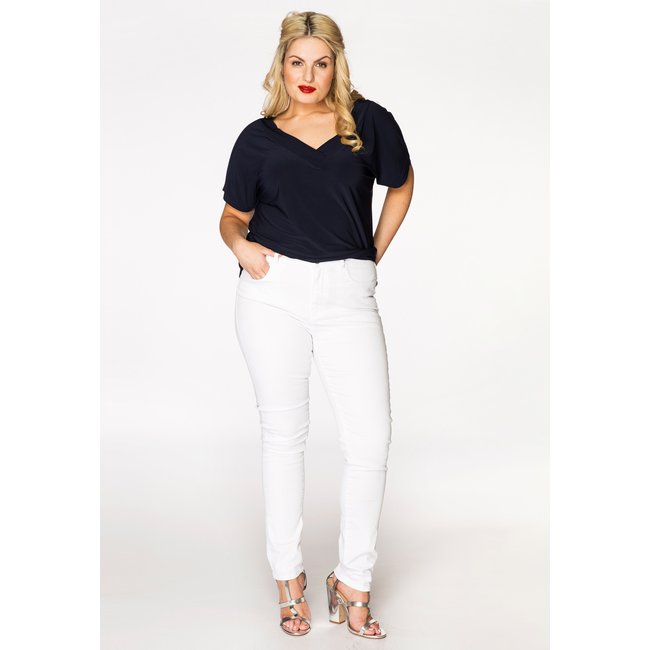 Jeans skinny blanc <span itemprop=
