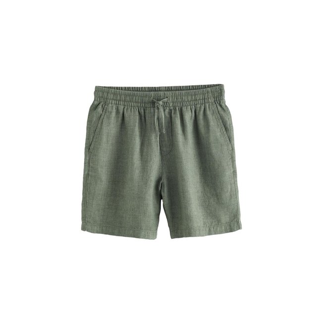Short en lin épais avec taille à cordon vert <span itemprop=