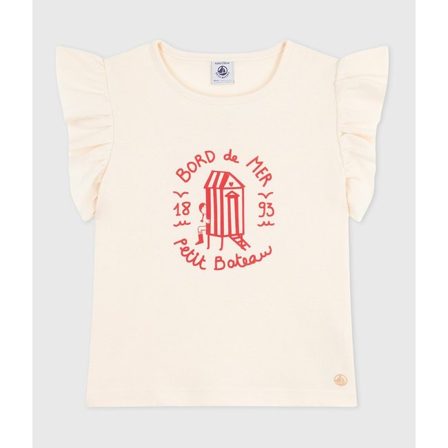 T-shirt manches courtes imprimé en coton rose pale <span itemprop=