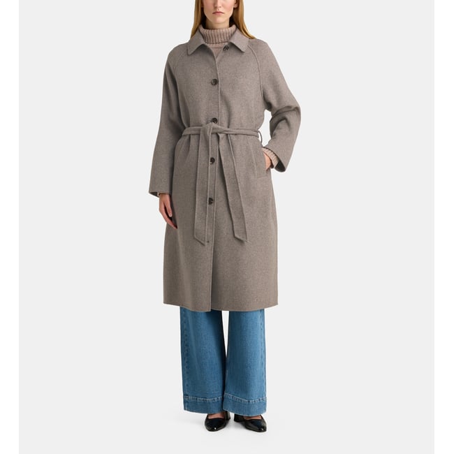 Manteau peignoir long freya ceinture beige <span itemprop=