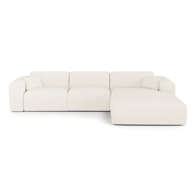 Canapé d'angle en tissu bouclette MYRA Couleur crème <span itemprop=