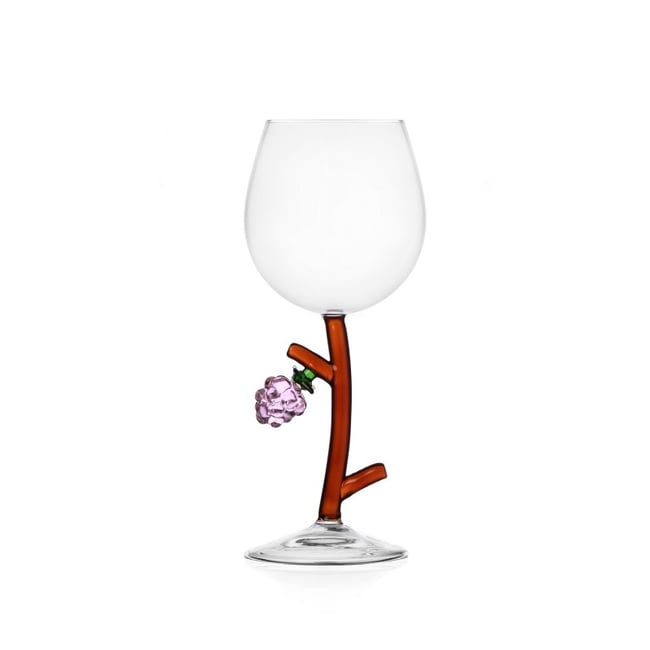 Verre à vin framboise  FRUITS AND FLOWERS Couleur multicolore <span itemprop=