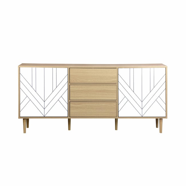 Buffet décor bois 2 portes 160cm MIKA Couleur blanc <span itemprop=
