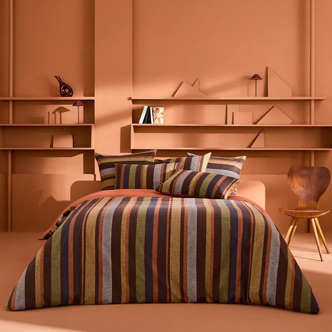Housse de couette pur coton WILSON brown <span itemprop=