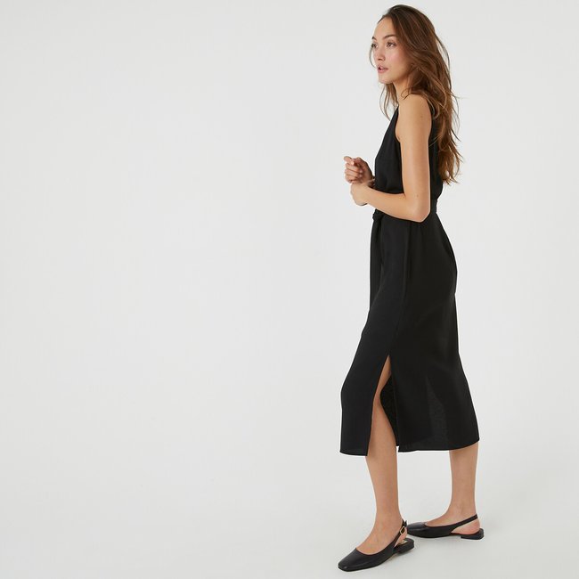 Robe droite sans manches noir <span itemprop=