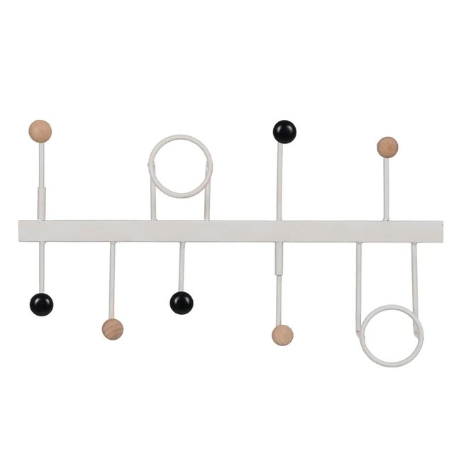 Portemanteau mural en métal blanc 9 Accroches 50x7x27cm Couleur blanc <span itemprop=