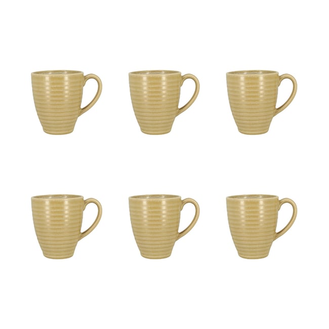 Lot de 6 mugs 37cl en grès, TURBOLINO Couleur jaune <span itemprop=