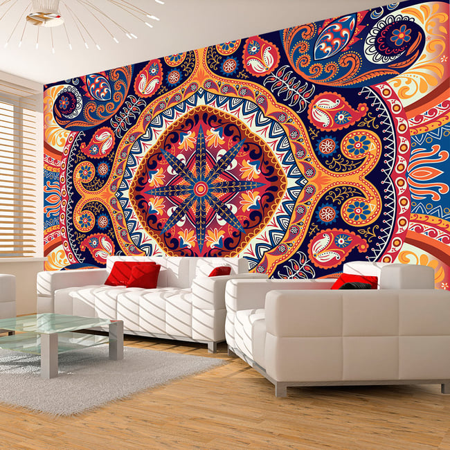 Papier peint intissé panoramique Exotic mosaic Couleur multicouleur <span itemprop=