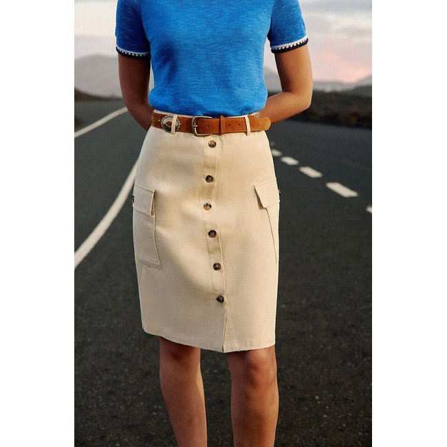Jupe genou boutonnée, JOEY beige <span itemprop=