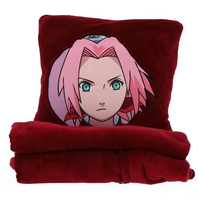 Coussin Plaid 2 en 1, Sakura Haruno Naruto rouge <span itemprop=