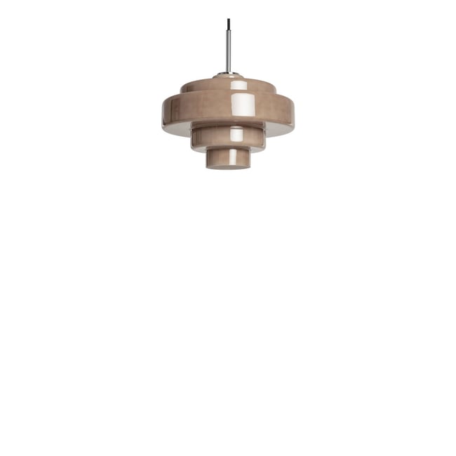 Suspension ronde en verre  30cm- ELLA Couleur taupe <span itemprop=