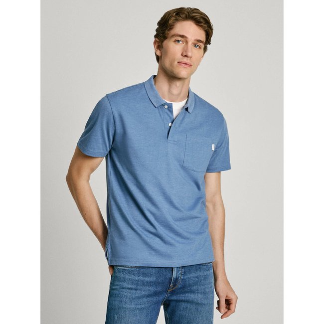 Polo direito com bolso azul <span itemprop=