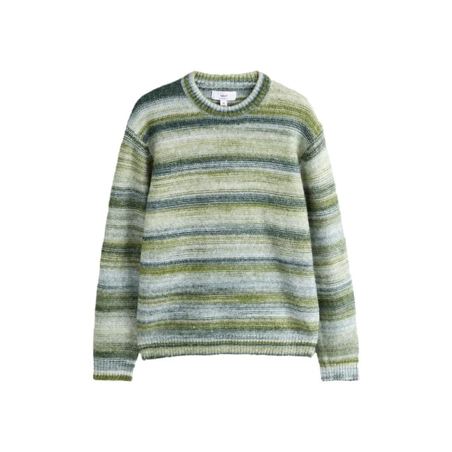 Pull à rayures space-dye vert <span itemprop=
