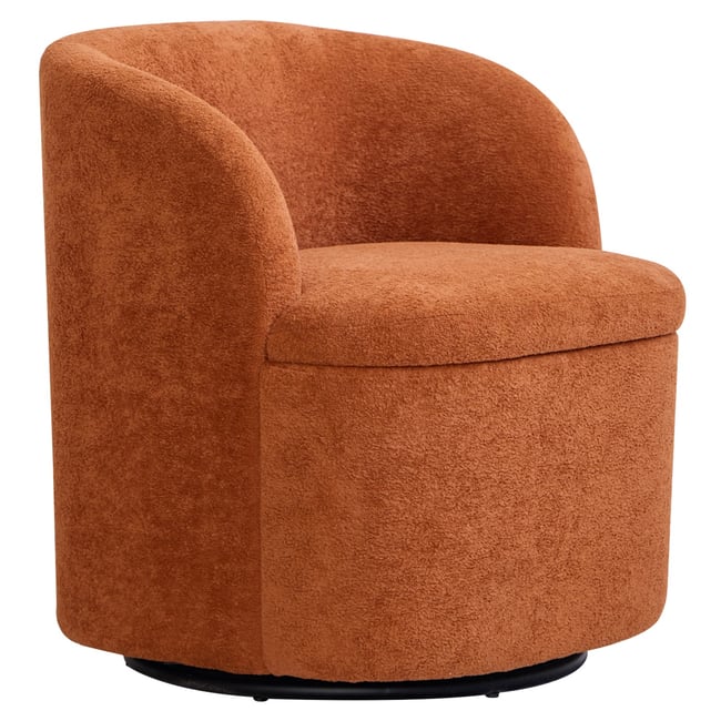 Fauteuil pivotant et pouf, tissu, HALMSTAD Couleur terracotta <span itemprop=