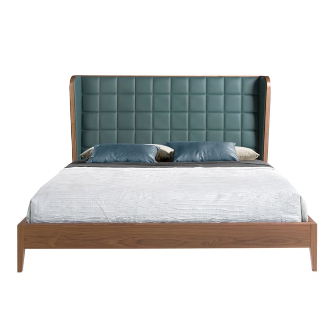 Lit en similicuir vert foncé Couleur vert foncé | noyer <span itemprop=