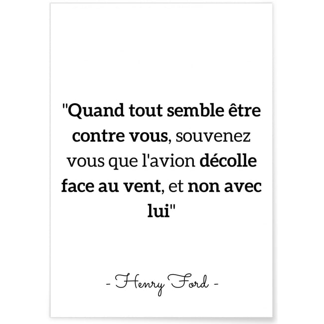 Poster Citation Henry Ford 'Quand tout semble être...' Couleur blanc <span itemprop=