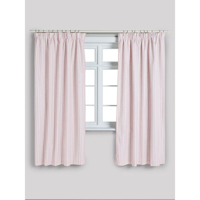Rideaux plissés occultant rose à rayures <span itemprop=