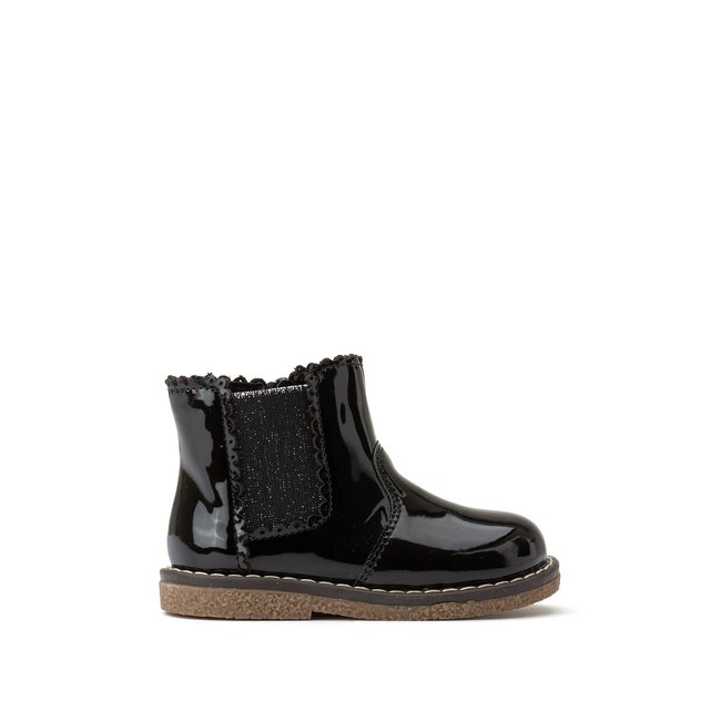 Bottines vernies zippées noir <span itemprop=